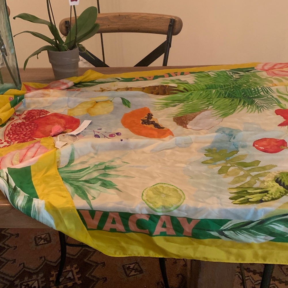 NWT Gemma Layne Fruit Print Tassle Silk Square Scarf